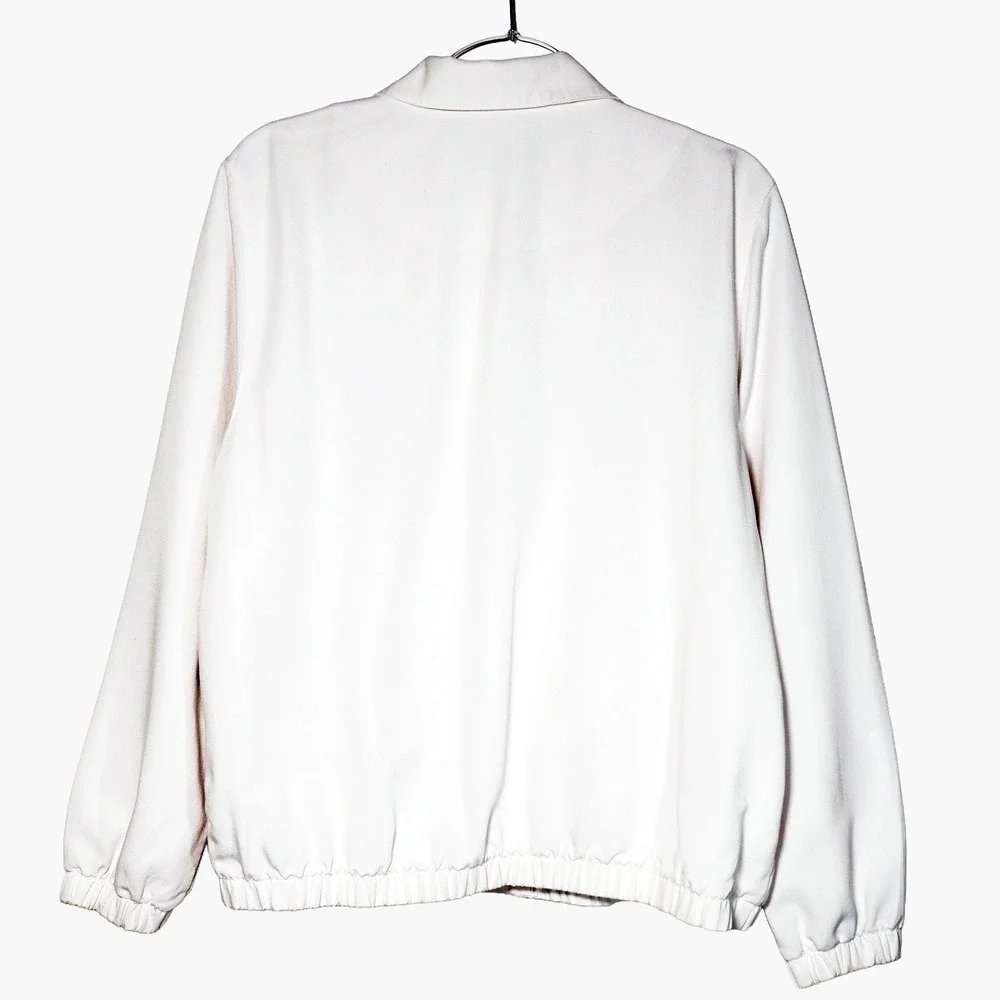 Alfred Dunner Vintage 00s‎ White Embroidered Floral Ladybug Zip Jacket 1X Retro